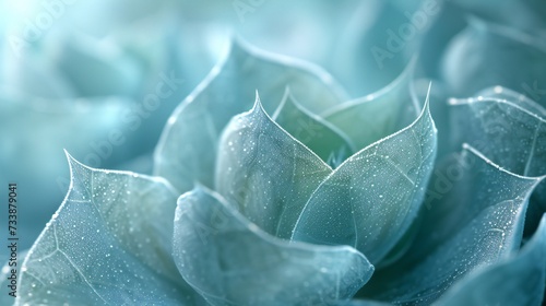 Frosty Whispers: Aloe leaves embrace a chilly palette of Ice Blue and Mint, invoking a frosty serenity.