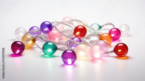 christmas holiday lights on white background In photo