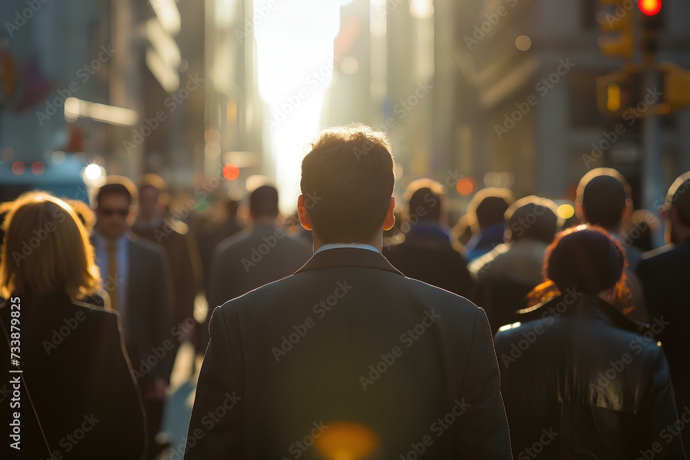Fototapeta premium business group in a city street, in the style of life in new york city. generative AI