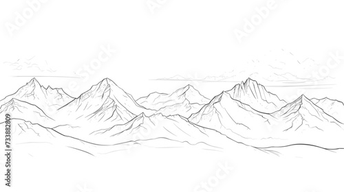 Illustration of an aerial top view of a mountain range with snowy peaks  capturing the majestic and awe-inspiring beauty of alpine landscapes. simple minimalist illustration creative