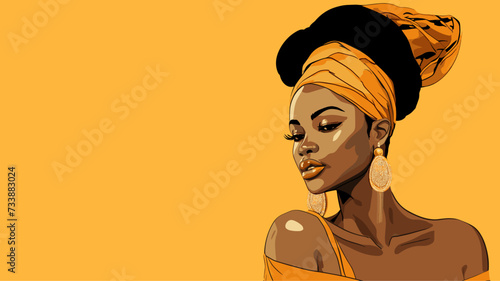 Vector illustration of an African woman in traditional attire  celebrating the rich cultural heritage and diversity of African clothing. simple minimalist illustration creative