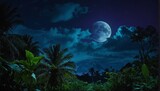 night landscape with moon and clouds