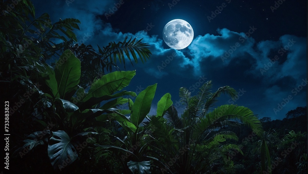 Obraz premium night landscape with moon