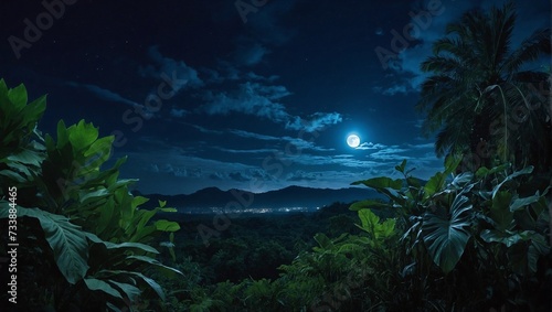 tropical island at night