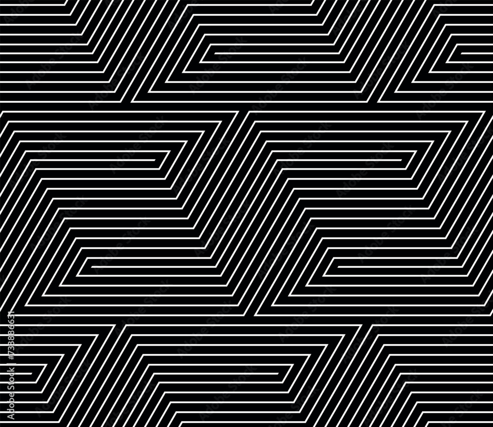 Abstract geometric pattern with stripes, lines. Seamless vector background. White and black ornament. Simple lattice graphic design. Abstract geometric pattern with stripes, lines. Seamless vector background. White and black ornament. Simple lattice graphic design.