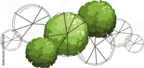 Tree 12.02.24 макетиGroup of trees for architectural floor plans. Entourage design. Various trees, bushes, and shrubs, top view for the landscape design plan. Vector illustration.