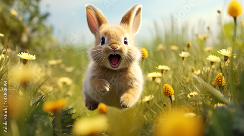 A cute little fluffy rabbit