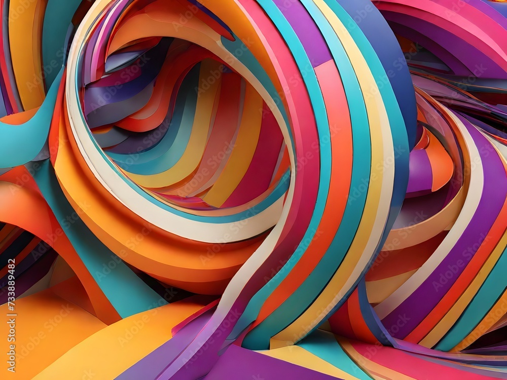 3d illustration of abstract background with multicolored lines in center.  AI Generated