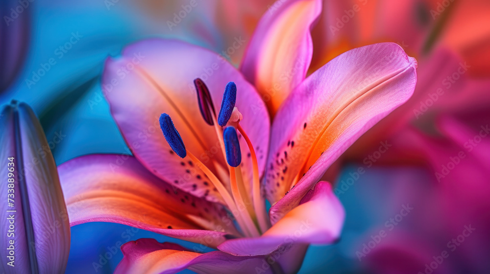 Fototapeta premium Close-Up of a Pink and Orange Flower