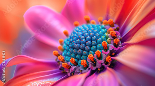 Close-Up of a Pink and Blue Flower