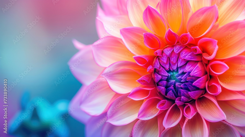 Close-Up of a Colorful Dahlia Flower With a Blurry Background Close-Up of a Colorful Dahlia Flower With a Blurry Background
