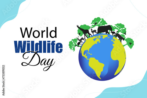 Vector illustration of World Wildlife Day social media feed template
