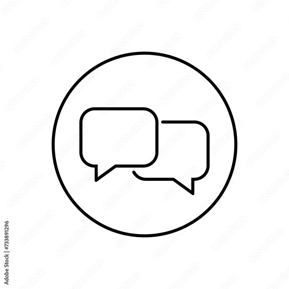 Chat bubble line icon vector on circle line Chat bubble line icon vector on circle line