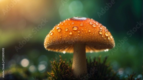 Close up mushroom in the forest created. Ai generated  © MI