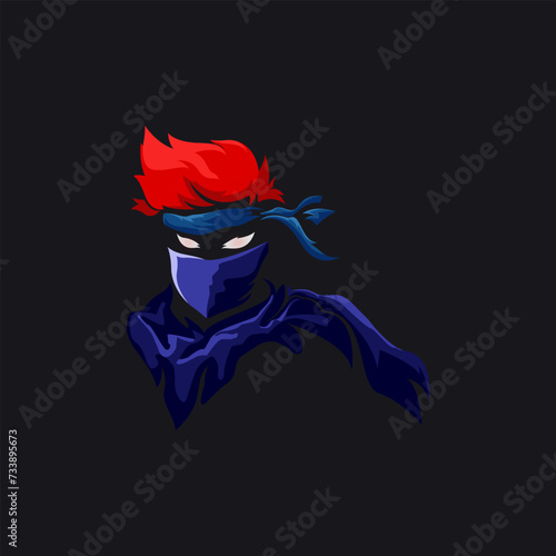 The ninja fighter colourful logo design concept