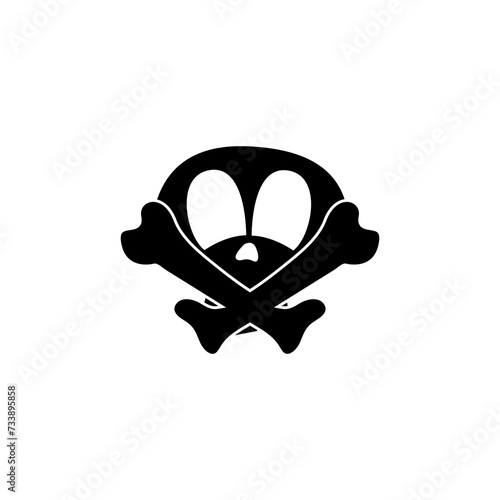 Skull black and white logo icon