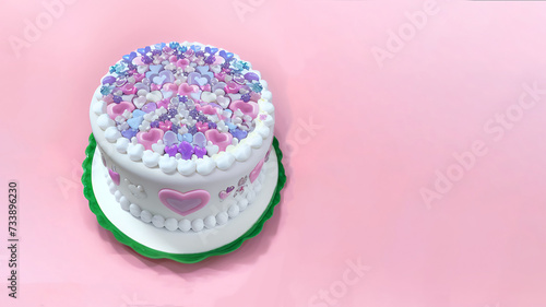 Cake decorated with hearts