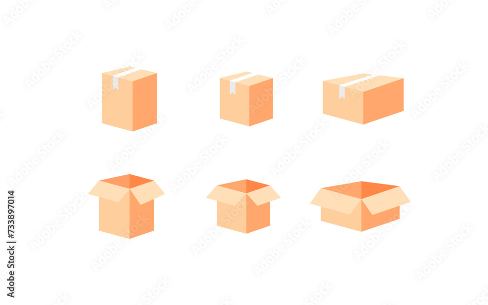 Box icon set. Box delivery. Flat style. Vector icons