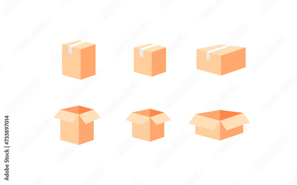 Box icon set. Box delivery. Flat style. Vector icons Box icon set. Box delivery. Flat style. Vector icons