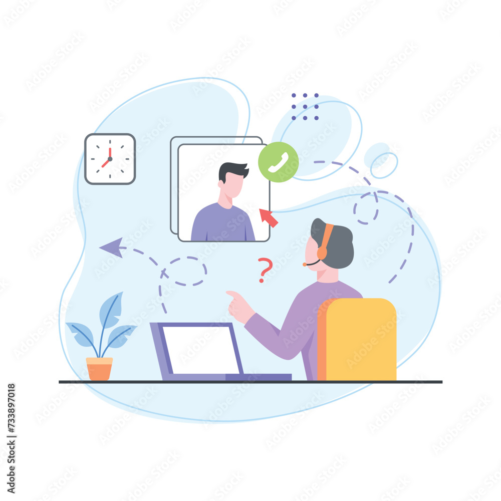An amazing call center flat illustration in trendy style, ready to use and download An amazing call center flat illustration in trendy style, ready to use and download