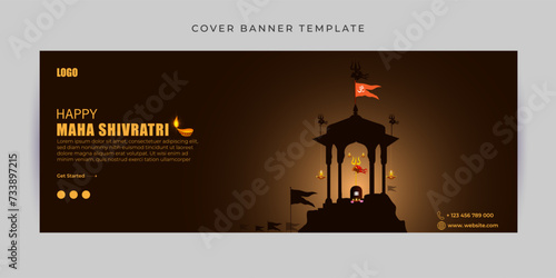 Vector illustration of Happy Maha Shivratri Facebook cover banner Template
