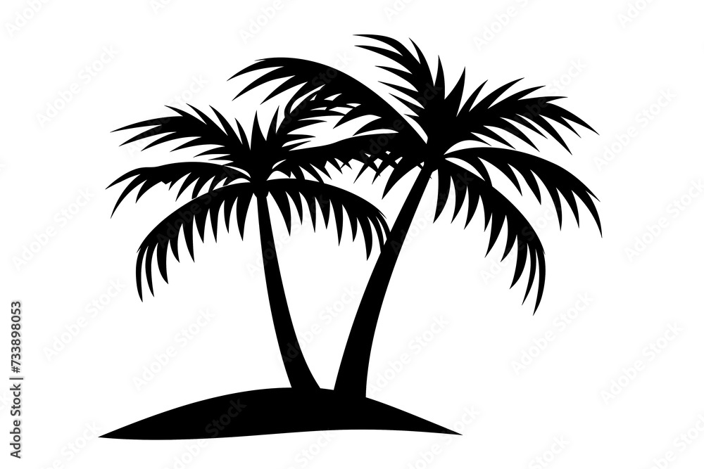 Obraz premium Two palm tree silhouettes. Logo design for travel agency. Summer, vacation