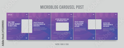 Take your UX journey next level, Linkedin Carousel Post Design, editable social media Instagram carousel post, most engaging business carousel post template, eps 10.