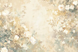 A light watercolor background with an impressionistic floral pattern, where blooms and leaves blend into a harmonious, soft palette 