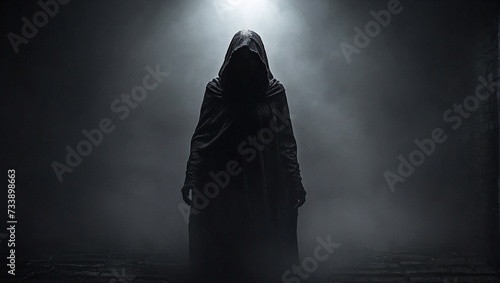 silhouette of a person in a hood photo
