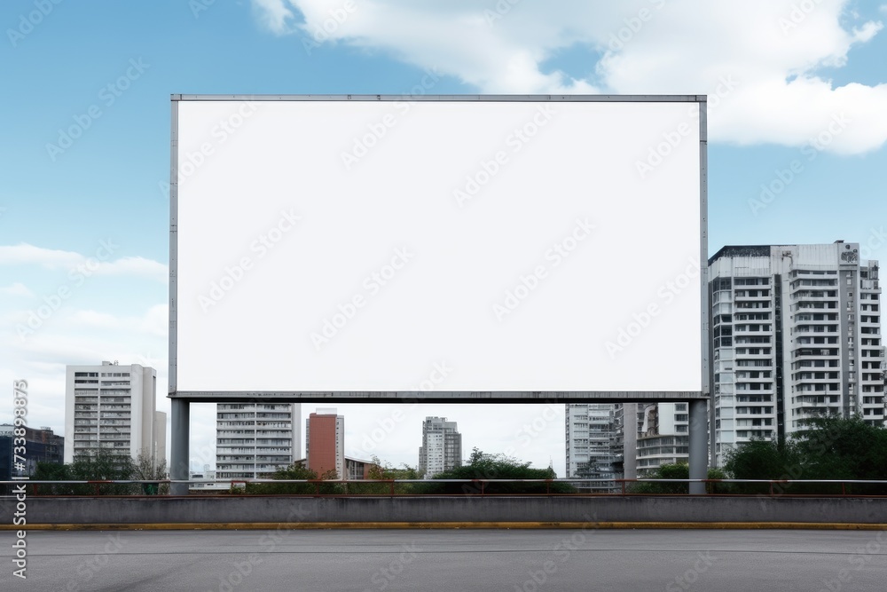 Billboard or blank poster blank white mockup banner mockup, a large billboard in a city.AI generated