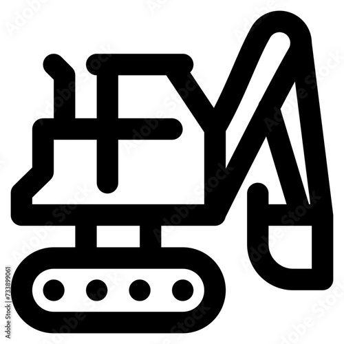 excavator vector outline icon