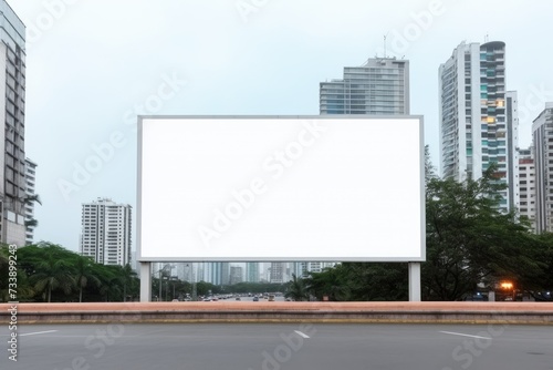 White blank advertising billboard. street mockup panel, a large billboard in a city.AI generated