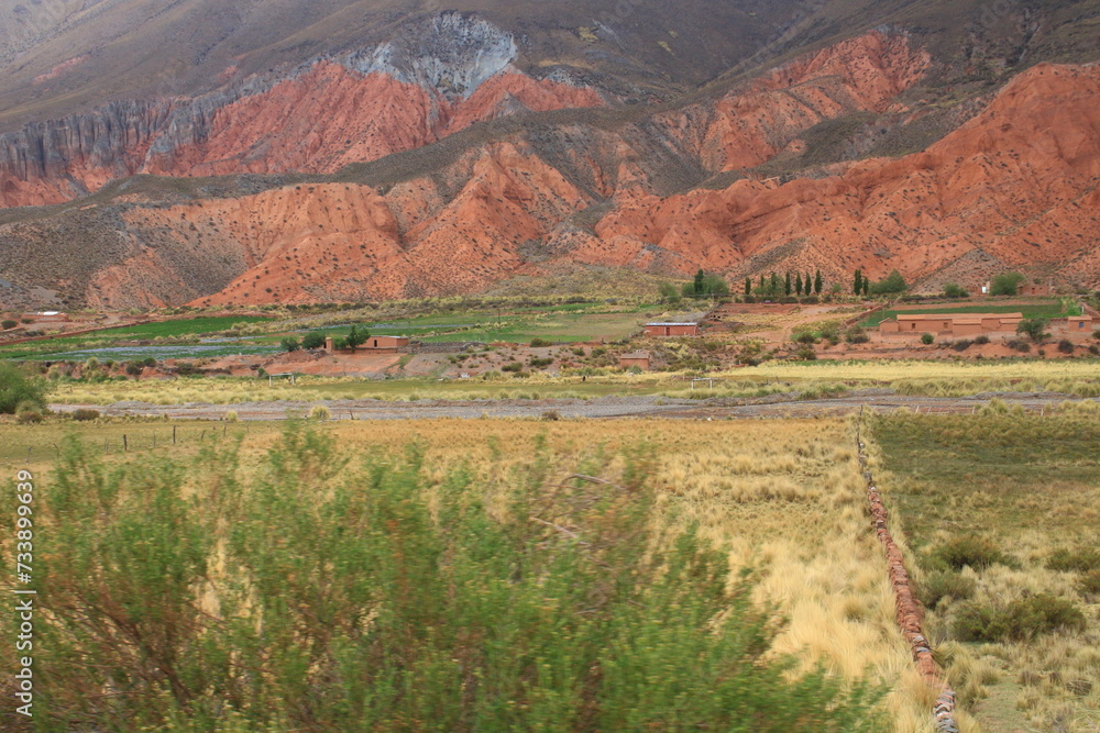 Rural landscape and mountains in northwest Argentina
