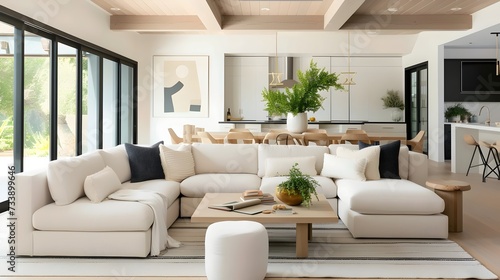 Modern Living Room with Open Kitchen Design © Alex