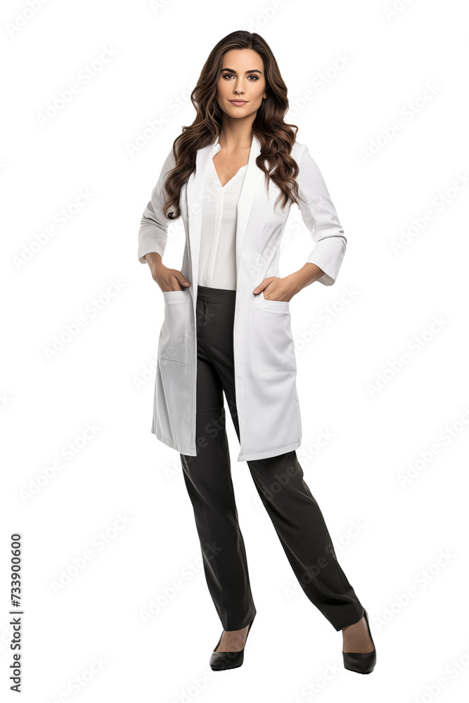 Female Doctor isolated on white and transparent background. Ideal for use in advertising. Generative ai Female Doctor isolated on white and transparent background. Ideal for use in advertising. Generative ai