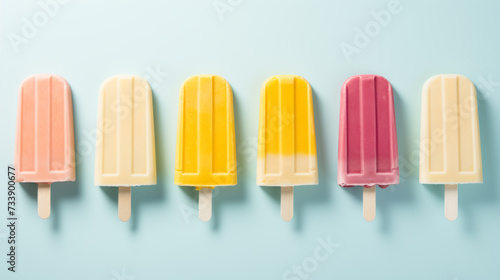 Set of various colorful fruit and berry popsicles