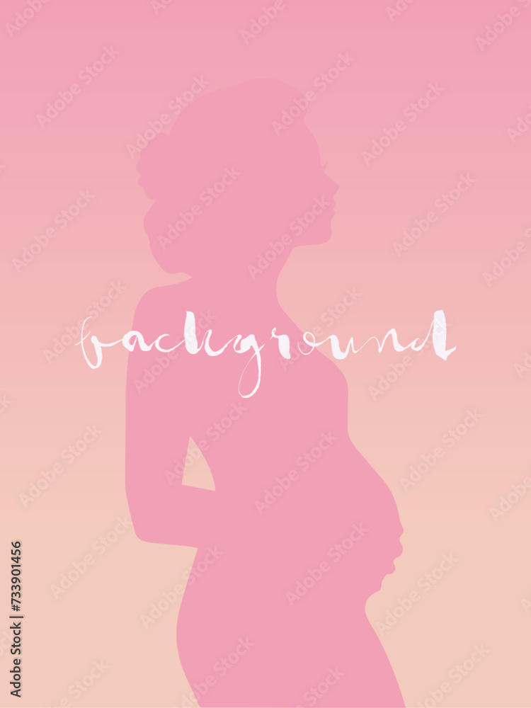 Vertical, delicate, unobtrusive quiet background for social media vector image. Silhouette of a pregnant girl