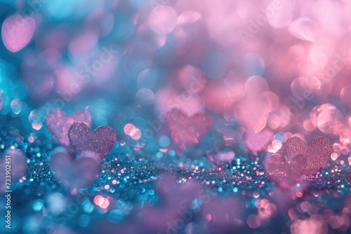 Glittery vintage lights with defocused hearts overlay.