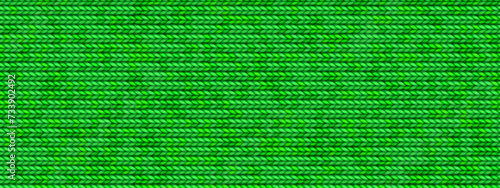 Top view on horizontal brides of green tricot seamless pattern. Soft wool knitted texture. Melange handwoven sweater. Cozy bg