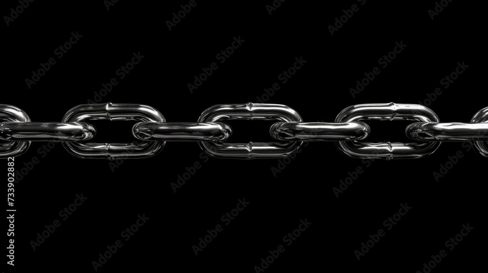 Closeup strong metal chain on a black background Closeup strong metal chain on a black background
