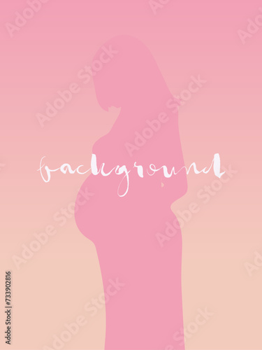 Vertical, delicate, unobtrusive quiet background for social media vector image. Silhouette of a pregnant girl
