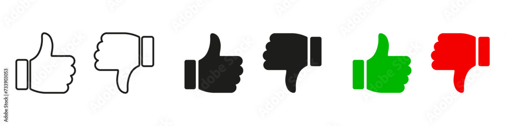 Thumb up and thumb down flat icon. Vector illustration Thumb up and thumb down flat icon. Vector illustration