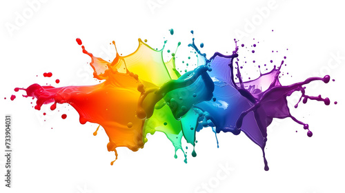 Abstract rainbow colorful paint splash isolated on white background