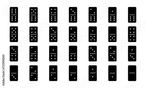 Set of domino pieces vector icons. Domino game. Vector 10 Eps.