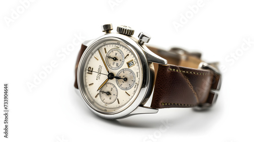 a retro watch on a white background, capturing the timeless charm and vintage appeal of classic timepieces, 2