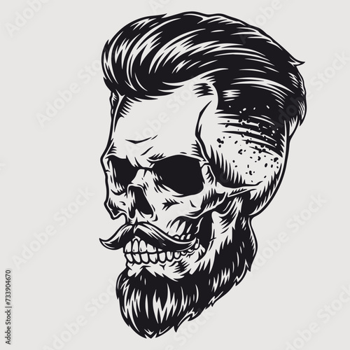 Brutal skull monochrome vintage emblem