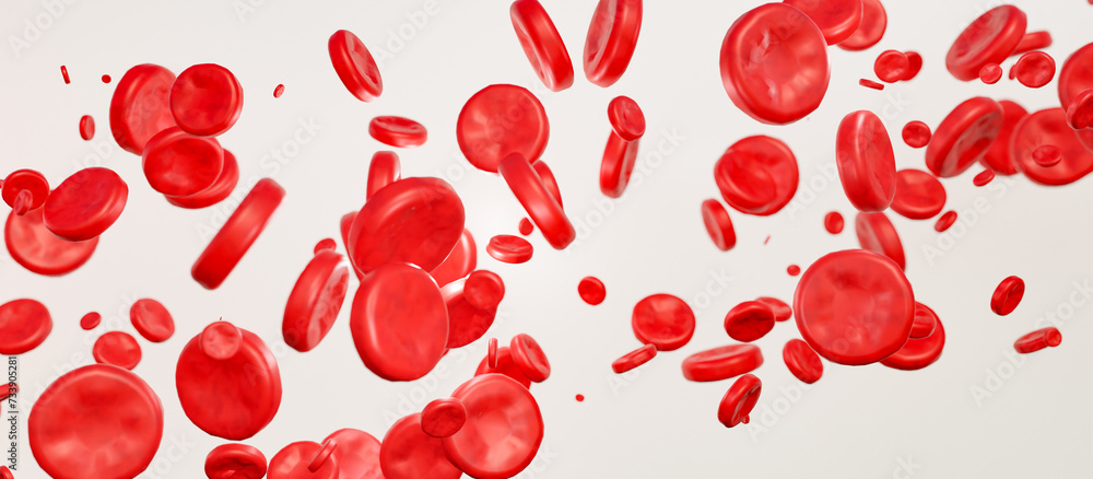 Blood cells against white background. Hemoglobin, corpuscle, bloodstream, blood plasma, arteries. 3D illustration Blood cells against white background. Hemoglobin, corpuscle, bloodstream, blood plasma, arteries. 3D illustration