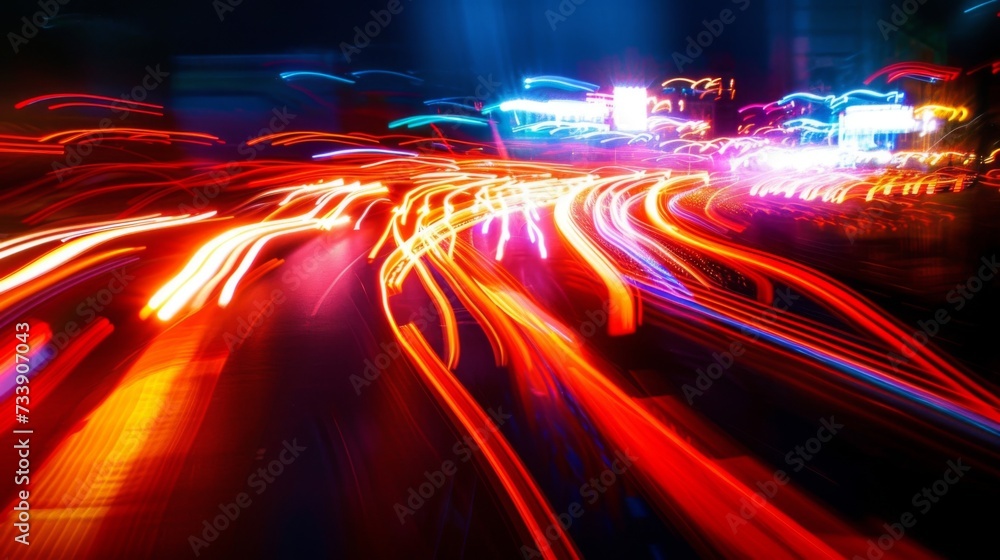 Blur curve city lights movement at night. Urban streets lights in motion. Light from cars moving out of focus. Colorful urbanism
Blur curve city lights movement at night. Urban streets lights in motion. Light from cars moving out of focus. Colorful urbanism