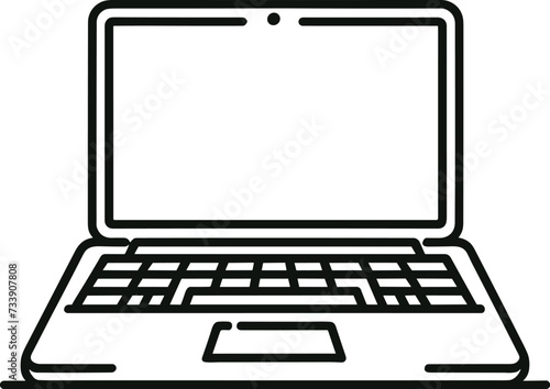 Outline drawing laptop line style Vector illustration generated by Ai