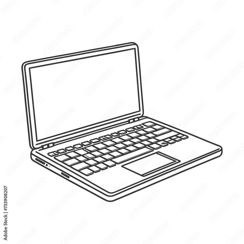 Outline vector Realistic Blank white screen laptop vector template, generated by Ai Outline vector Realistic Blank white screen laptop vector template, generated by Ai
